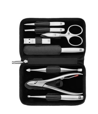 Zestaw podróżny Zwilling Twinox - czarne, skórzane etui, 8 elementów - Czarny