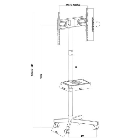 MACLEAN PROFESJONALNY,32-55", NA KÓŁKACH, MAX. VESA 400X400, MAX. 25KG MC-949 MACLEAN PROFESJONALNY,32-55", NA KÓŁKACH, MAX. VESA 400X400, MAX. 25KG MC-949