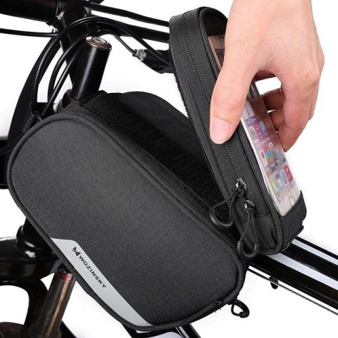 Wozinsky torba rowerowa na ramę + odczepiany pokrowiec na telefon do 6,5" 1,5l czarna (WBB7BK) Wozinsky torba rowerowa na ramę + odczepiany pokrowiec na telefon do 6,5" 1,5l czarna (WBB7BK)