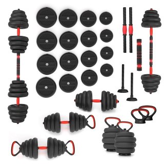 Zestaw ciężarów 6w1 HMS SGN130 (sztanga, sztangielki i kettlebell) 30kg (WYPRZEDAŻ)