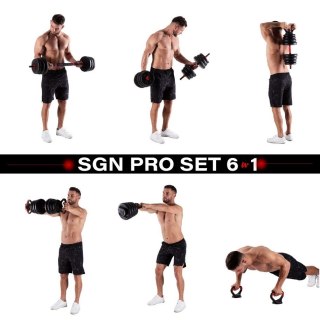 Zestaw ciężarów 6w1 HMS SGN130 (sztanga, sztangielki i kettlebell) 30kg (WYPRZEDAŻ)