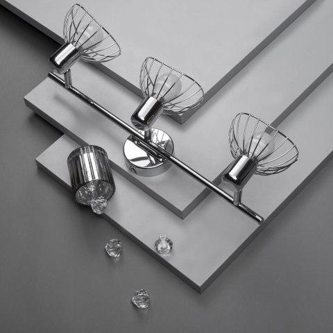 Listwa reflektorowa potrójna sufitowa ścienna chrom Activejet GIZEL kinkiet E14 do salonu Listwa reflektorowa potrójna sufitowa ścienna chrom Activejet GIZEL kinkiet E14 do salonu
