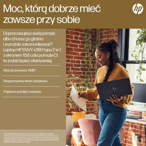 HP Envy 15-FH0023DX Ryzen 7 7730U 15.6"FHD Touch 16GB SSD512 BT BLKB x360 Win11 Nightfall Black (REPACK) 2Y (WYPRZEDAŻ)