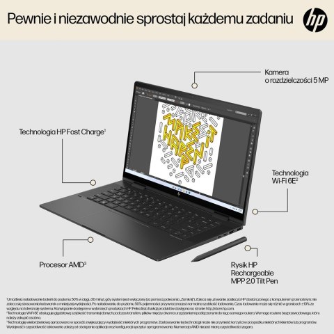 HP Envy 15-FH0023DX Ryzen 7 7730U 15.6"FHD Touch 16GB SSD512 BT BLKB x360 Win11 Nightfall Black (REPACK) 2Y (WYPRZEDAŻ)