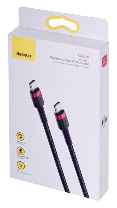 BASEUS KABEL USB-C DO USB-C CAFULE 60W 1M, CZARNY BASEUS KABEL USB-C DO USB-C CAFULE 60W 1M, CZARNY
