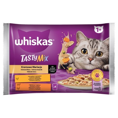 WHISKAS Tasty Mix Kremowe Wariacje w sosie - mokra karma dla kota - 4 x 85g