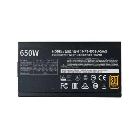 COOLER MASTER ZASILACZ MWE GOLD-V2 650W 80+ GOLD MODULARNY MPE-6501-AFAAG-EU COOLER MASTER ZASILACZ MWE GOLD-V2 650W 80+ GOLD MODULARNY MPE-6501-AFAAG-EU