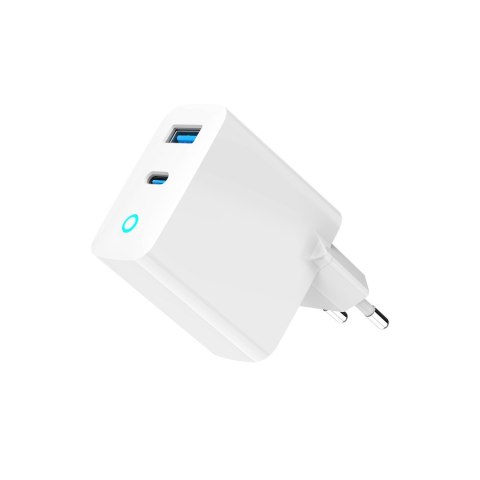 GEMBIRD 2-PORTOWA SZYBKA ŁADOWARKA SIECIOWA GAN (PD) USB (A+C), 45W, LED, BIAŁA GEMBIRD 2-PORTOWA SZYBKA ŁADOWARKA SIECIOWA GAN (PD) USB (A+C), 45W, LED, BIAŁA