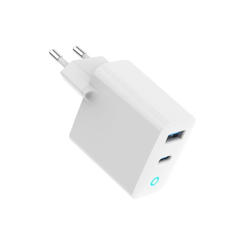 GEMBIRD 2-PORTOWA SZYBKA ŁADOWARKA SIECIOWA GAN (PD) USB (A+C), 45W, LED, BIAŁA GEMBIRD 2-PORTOWA SZYBKA ŁADOWARKA SIECIOWA GAN (PD) USB (A+C), 45W, LED, BIAŁA
