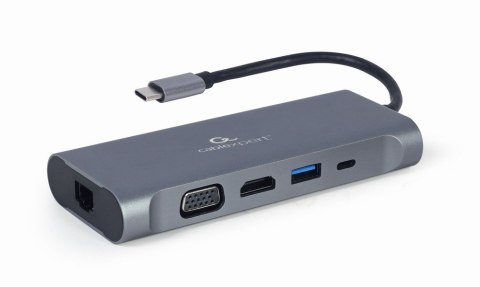 GEMBIRD MULTI ADAPTER USB TYPE-C 7 W 1 (HUB3.0 + HDMI + VGA + PD + CZYTNIK KART + DŹWIĘK STEREO), SZARY GEMBIRD MULTI ADAPTER USB TYPE-C 7 W 1 (HUB3.0 + HDMI + VGA + PD + CZYTNIK KART + DŹWIĘK STEREO), SZARY