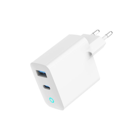 GEMBIRD 2-PORTOWA SZYBKA ŁADOWARKA SIECIOWA GAN (PD) USB (A+C), 65W, BIAŁA