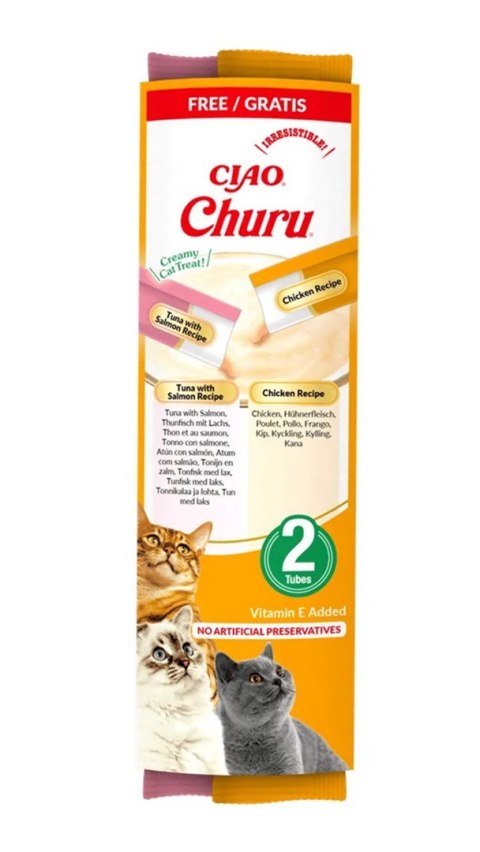 INABA CAT CHURU SNACK PUREE przysmak dla kota 2x14g INABA CAT CHURU SNACK PUREE przysmak dla kota 2x14g