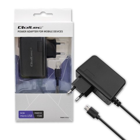 QOLTEC ŁADOWARKA SIECIOWA 15W | 5V | 3A | MICROUSB QOLTEC ŁADOWARKA SIECIOWA 15W | 5V | 3A | MICROUSB