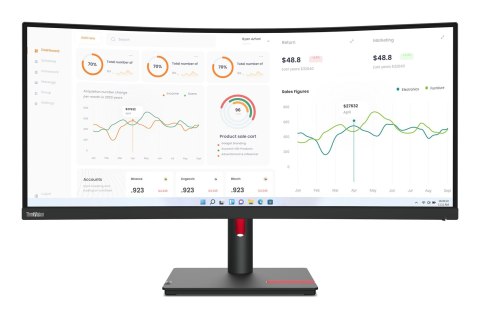 Lenovo ThinkVision T34w-30 34" UWQHD 60Hz 350nits AG USB, HDMI, RJ45 Raven Black Lenovo ThinkVision T34w-30 34" UWQHD 60Hz 350nits AG USB, HDMI, RJ45 Raven Black