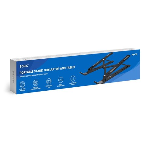 SAVIO PODSTAWKA BIUROWA POD LAPTOP, TABLET, CZARNA, ALUMINIOWA PB-05 SAVIO PODSTAWKA BIUROWA POD LAPTOP, TABLET, CZARNA, ALUMINIOWA PB-05