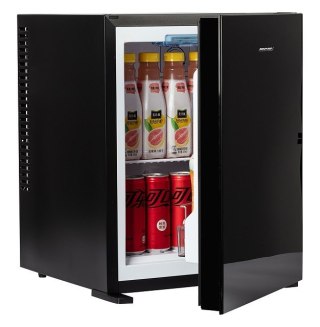 Bezszmerowy minibar termoelektryczny MPM-30-MBS-06/L z szklanym frontem czarny (WYPRZEDAŻ)
