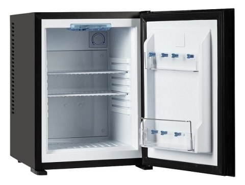 Bezszmerowy minibar termoelektryczny MPM-30-MBS-06/L z szklanym frontem czarny (WYPRZEDAŻ) Bezszmerowy minibar termoelektryczny MPM-30-MBS-06/L z szklanym frontem czarny (WYPRZEDAŻ)