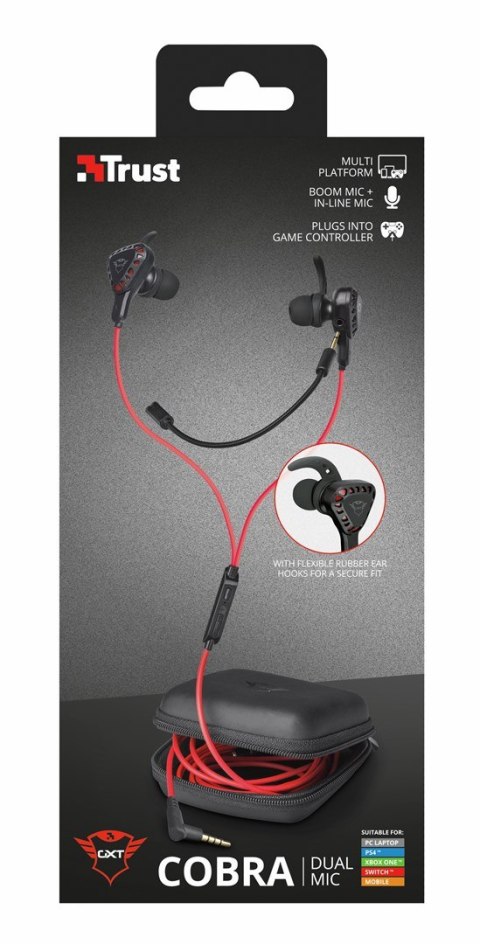Słuchawki z mikrofonem TRUST GXT 408 Cobra czarno-czerwony Słuchawki z mikrofonem TRUST GXT 408 Cobra czarno-czerwony