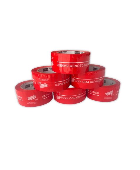 BSTech Taśma klejąca z nadrukiem "Pakowane pod nadzorem kamer" na całej długości taśmy (48mm x 100m) BSTech Taśma klejąca z nadrukiem "Pakowane pod nadzorem kamer" na całej długości taśmy (48mm x 100m)