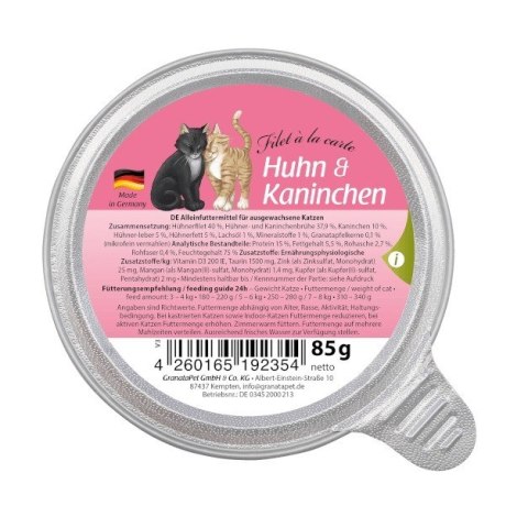 GranataPet Filet a la carte kurczak z królikiem karma dla kota 85g GranataPet Filet a la carte kurczak z królikiem karma dla kota 85g