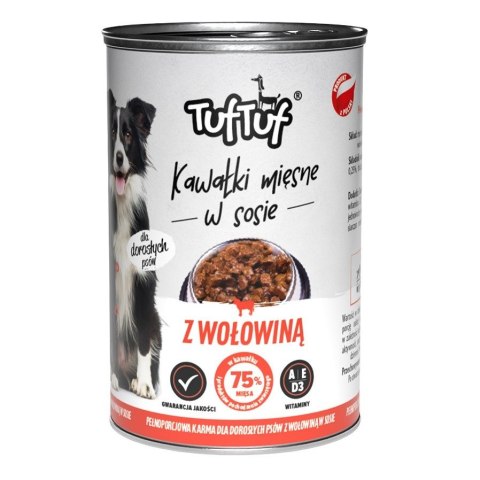 Tuf Tuf Puszka kawałki mięsne z wołowiną dla psa 1250g Tuf Tuf Puszka kawałki mięsne z wołowiną dla psa 1250g