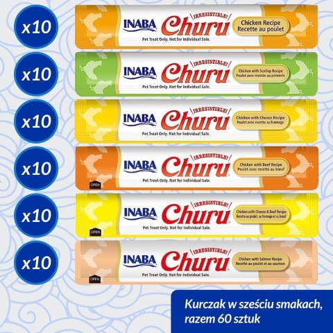 INABA CAT CHURU VARIETIES - kurczak - przysmak dla kota 60 x 14 g