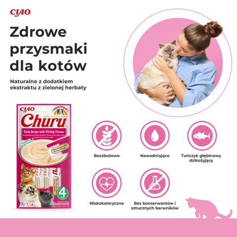 INABA Churu Tuńczyk z krewetkami - przysmak dla kota - 4x14 g