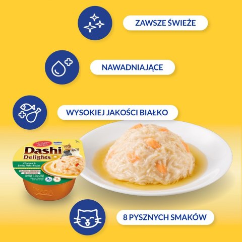 INABA DASHI DELIGHTS Kurczak z Płatkami Boni 70g bulion dla kota