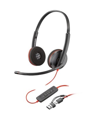 Słuchawki Poly Blackwire 3220 Stereo USB-C Headset +USB-C/A Adapter Retail Packaging