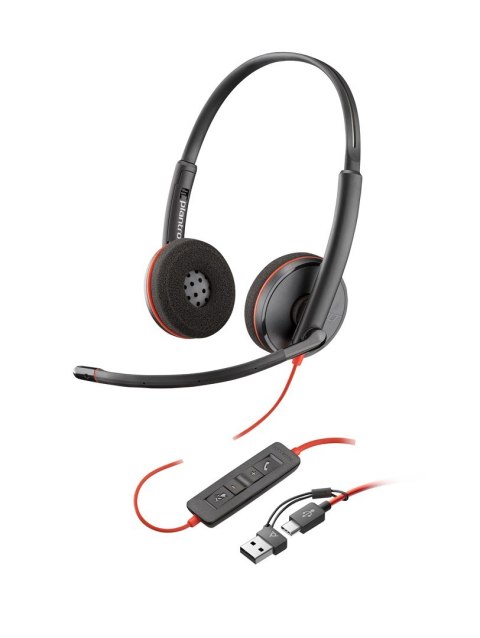 Słuchawki Poly Blackwire 3220 Stereo USB-C Headset +USB-C/A Adapter Retail Packaging Słuchawki Poly Blackwire 3220 Stereo USB-C Headset +USB-C/A Adapter Retail Packaging