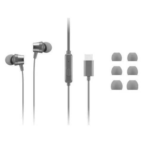 Słuchawki douszne z mikrofonem Lenovo 300 GXD1J77353 USB-C szare Słuchawki douszne z mikrofonem Lenovo 300 GXD1J77353 USB-C szare