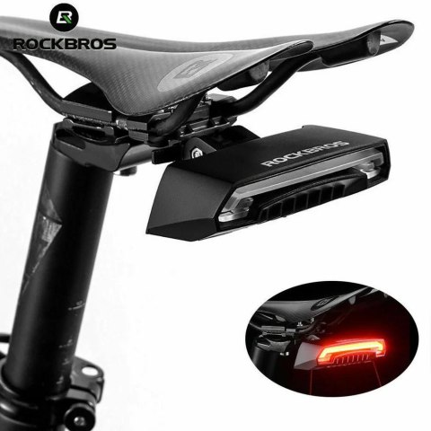 Lampka rowerowa tylna Rockbros LKWD-R1 z laserem i pilotem + kabel micro USB - USB-A - czarna Lampka rowerowa tylna Rockbros LKWD-R1 z laserem i pilotem + kabel micro USB - USB-A - czarna