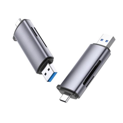 Ugreen czytnik do kart SD/micro SD na USB-A 3.0/USB-C 3.0 CM185 (szary) Ugreen czytnik do kart SD/micro SD na USB-A 3.0/USB-C 3.0 CM185 (szary)