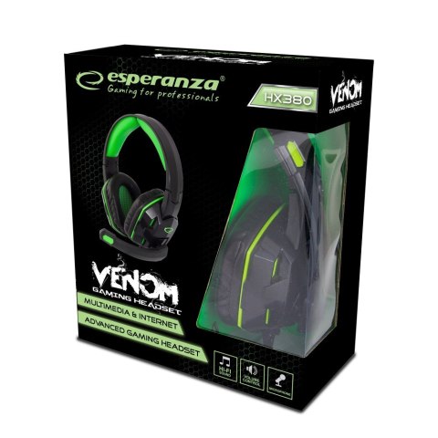 ESPERANZA SŁUCHAWKI Z MIKROFONEM DLA GRACZY VENOM EGH380 ESPERANZA SŁUCHAWKI Z MIKROFONEM DLA GRACZY VENOM EGH380