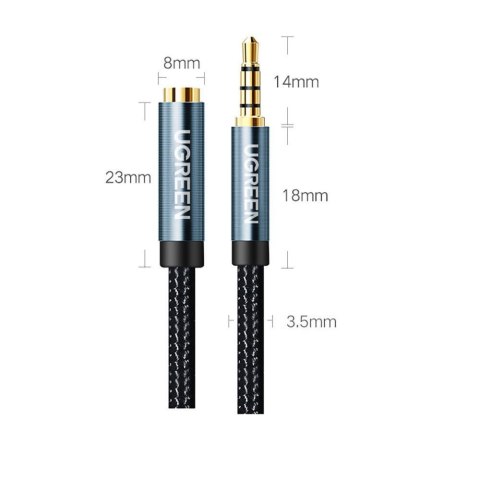 Ugreen kabel adapter przedłużacz AUX mini jack 3,5 mm 2m (niebieski)