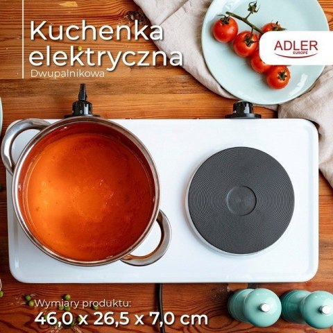 Kuchenka elektryczna dwupalnikowa ADLER AD 6520 Kuchenka elektryczna dwupalnikowa ADLER AD 6520