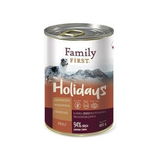 FAMILY FIRST Holidays Adult Jagnięcina, wołowina, ziemniaki - mokra karma dla psa - 400 g