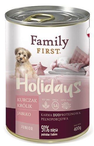 FAMILY FIRST Holidays Junior Kurczak, królik, jabłko - mokra karma dla psa - 400 g