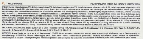 ACANA Wild Prairie Cat - sucha karma dla kota - 1,8 kg