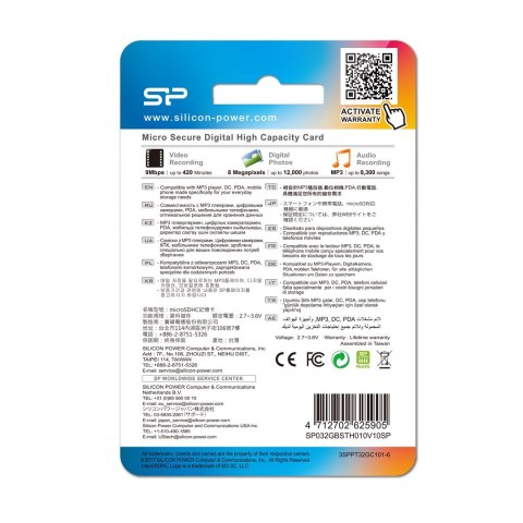 Karta pamięci Silicon Power microSDHC 32GB Class 10 + ADAPTER microSD-SD (SP032GBSTH010V10SP) Karta pamięci Silicon Power microSDHC 32GB Class 10 + ADAPTER microSD-SD (SP032GBSTH010V10SP)
