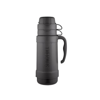 Termos szklany z dwoma kubkami 1l black 194530 THERMOS