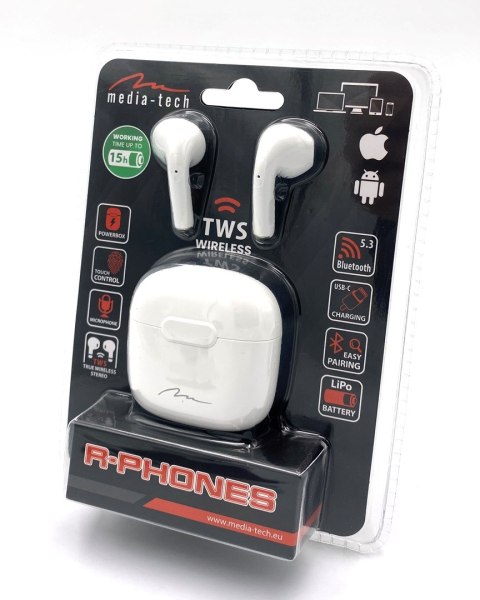 Słuchawki Media tech MT3589W (douszne; Bluetooth; z wbudowanym mikrofonem; kolor czarny