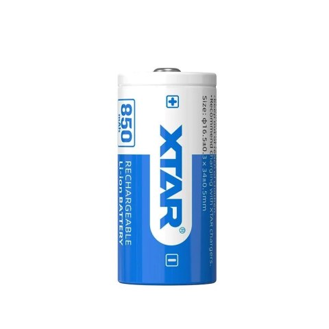 XTAR AKUMULATOR 16340/R-CR123 3,7V 850MAH LI-ION Z ZABEZPIECZENIEM 16340-850 XTAR AKUMULATOR 16340/R-CR123 3,7V 850MAH LI-ION Z ZABEZPIECZENIEM 16340-850