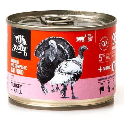 3Coty TURKEY + KRILL for Adult cats 180g 3Coty TURKEY + KRILL for Adult cats 180g