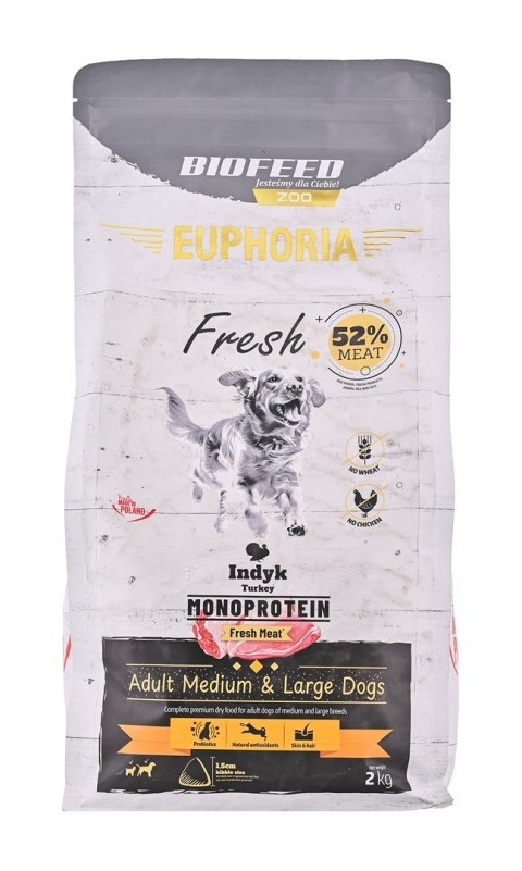 BIOFEED Euphoria Fresh Meat Adult Medium & Large Indyk Monoprotein 2kg BIOFEED Euphoria Fresh Meat Adult Medium & Large Indyk Monoprotein 2kg