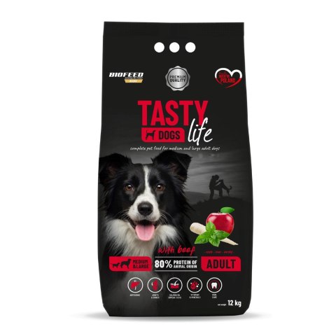 BIOFEED TASTY DOGS LIFE ADULT M&L WITH BEEF 12KG