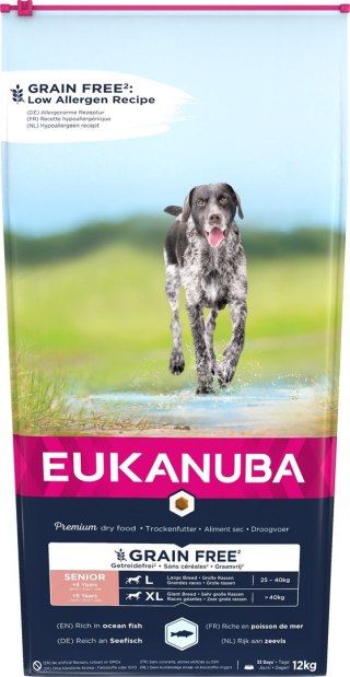 EUKANUBA Grain Free Senior Duże i olbrzymie rasy, Ryby oceaniczne - sucha karma dla psa - 12 kg