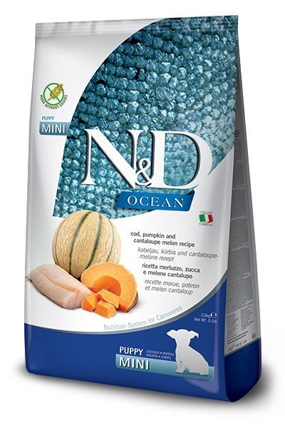 FARMINA N&D Ocean Dog Cod, Pumpkin & Cantaloupe Melon Puppy Mini - sucha karma dla psa - 800g