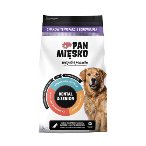 PAN MIĘSKO Specjalne potrzeby Dental & Senior (senior) chrupki M - Karma sucha dla psa - 3kg