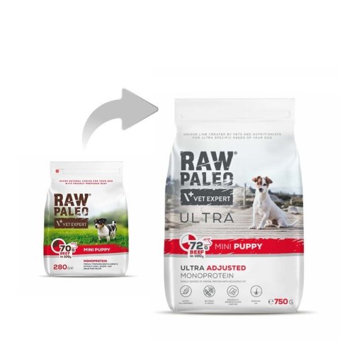 VetExpert Raw Paleo Ultra Wołowina Mini Puppy 750g VetExpert Raw Paleo Ultra Wołowina Mini Puppy 750g
